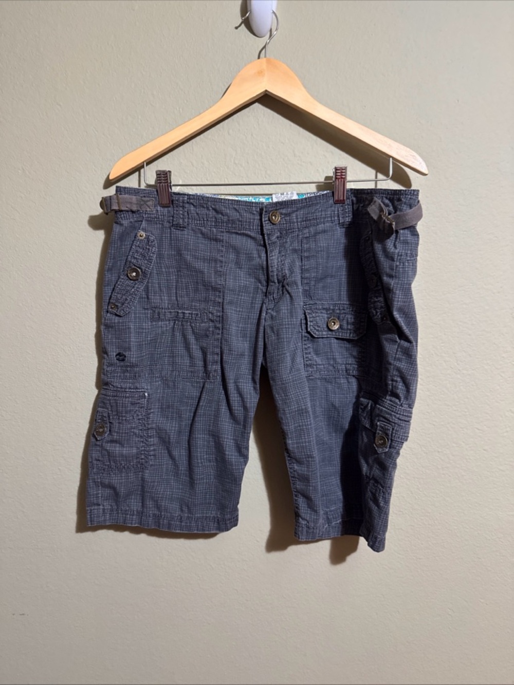 Billabong Shorts Juniors 11 Skater Plaid Gray Y2K Bermuda Cotton